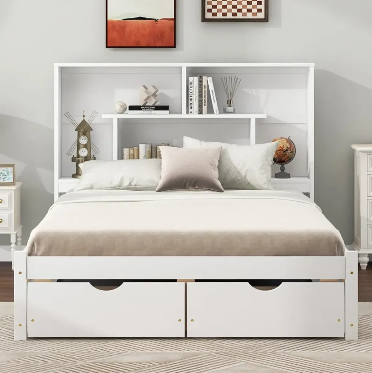 Merax Modern Platform Bed with Storage Headboard