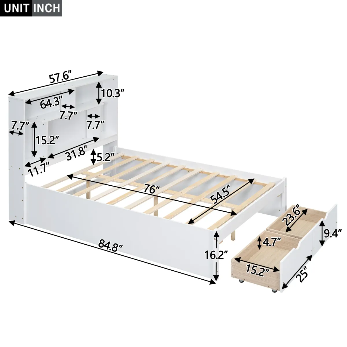 Merax Modern Platform Bed with Storage Headboard