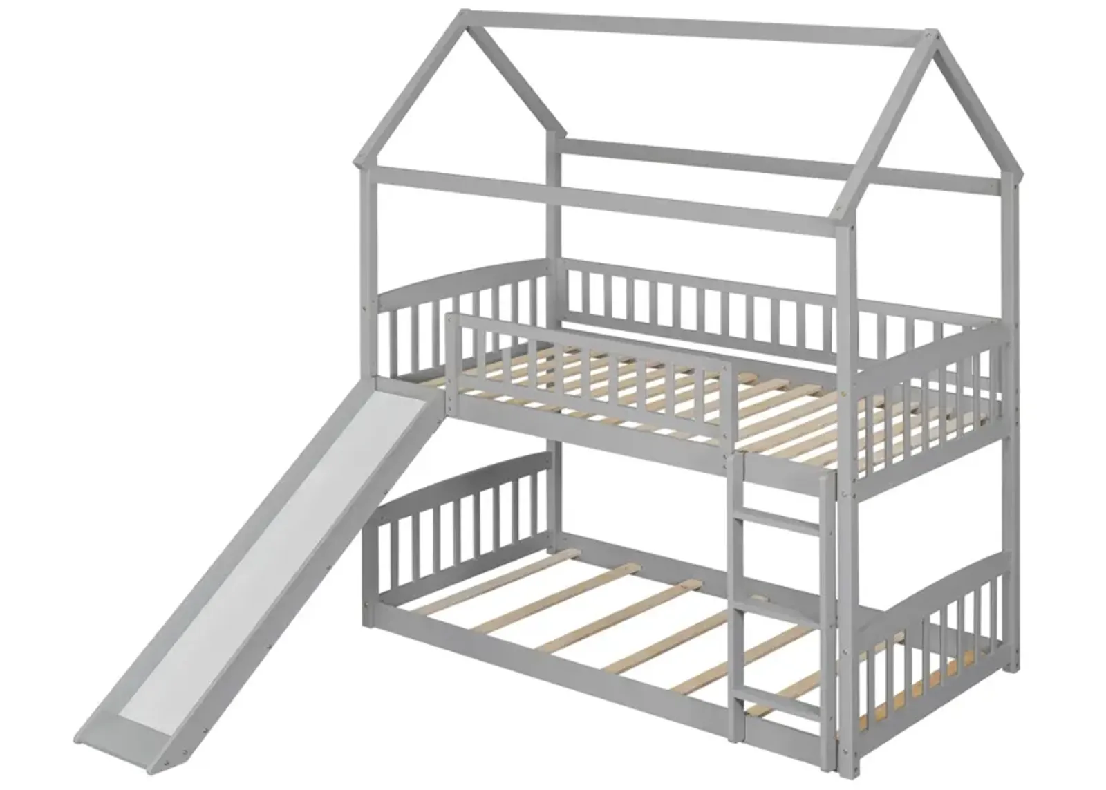 Twin Over Twin Bunk Bed With Slide, House Bed With Slide