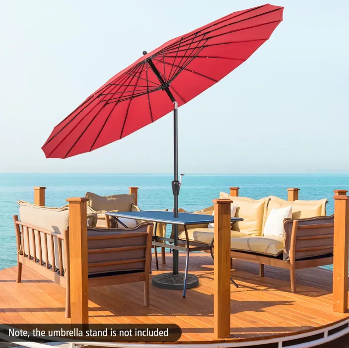 9 Feet Round Patio Umbrella with 18 Fiberglass Ribs