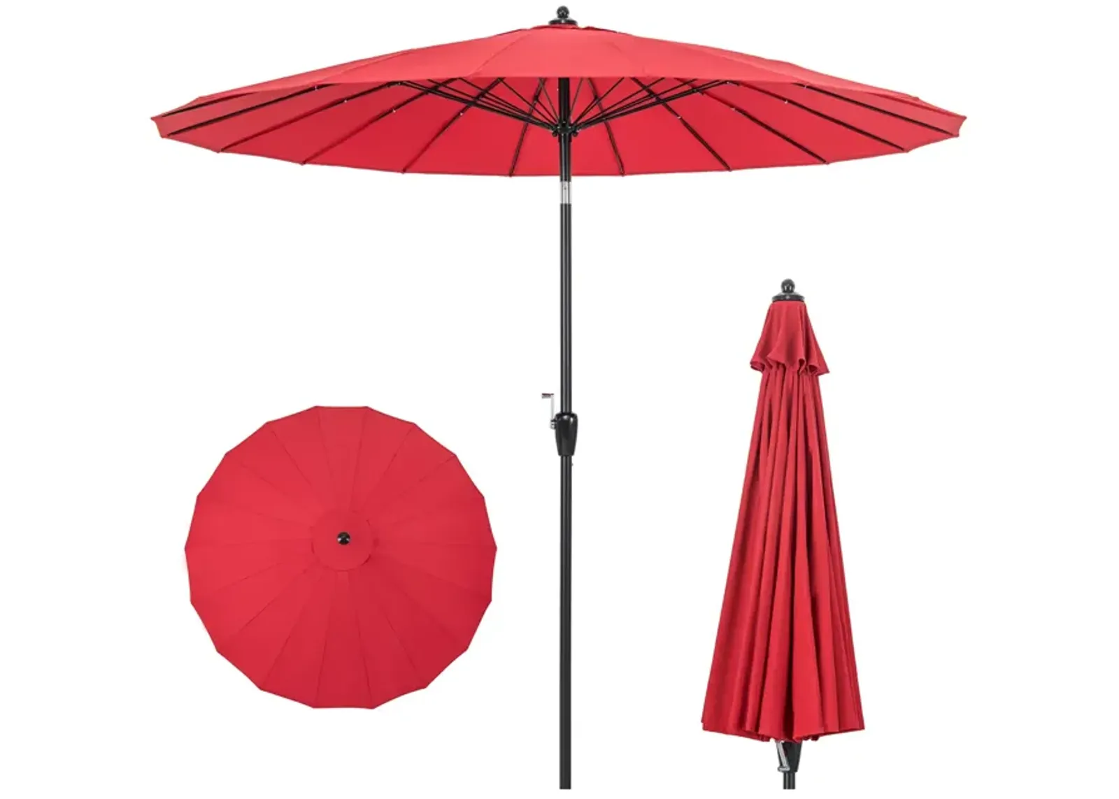 9 Feet Round Patio Umbrella with 18 Fiberglass Ribs