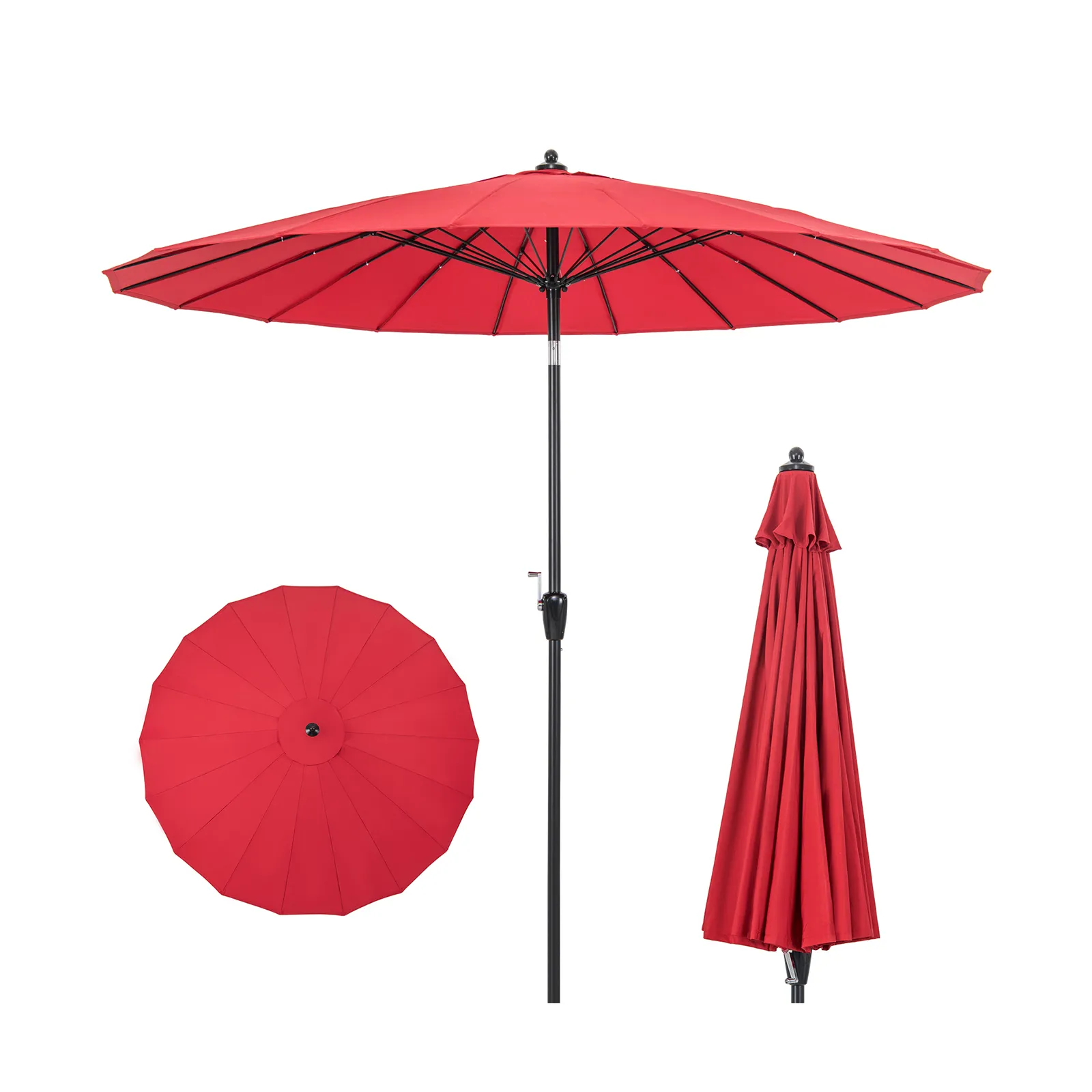 9 Feet Round Patio Umbrella with 18 Fiberglass Ribs