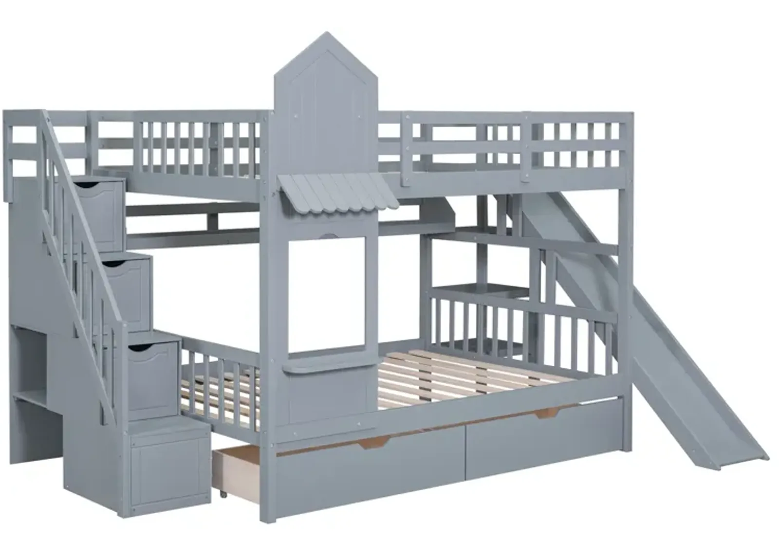 Merax Castle Bunk Bed with 2 Drawers