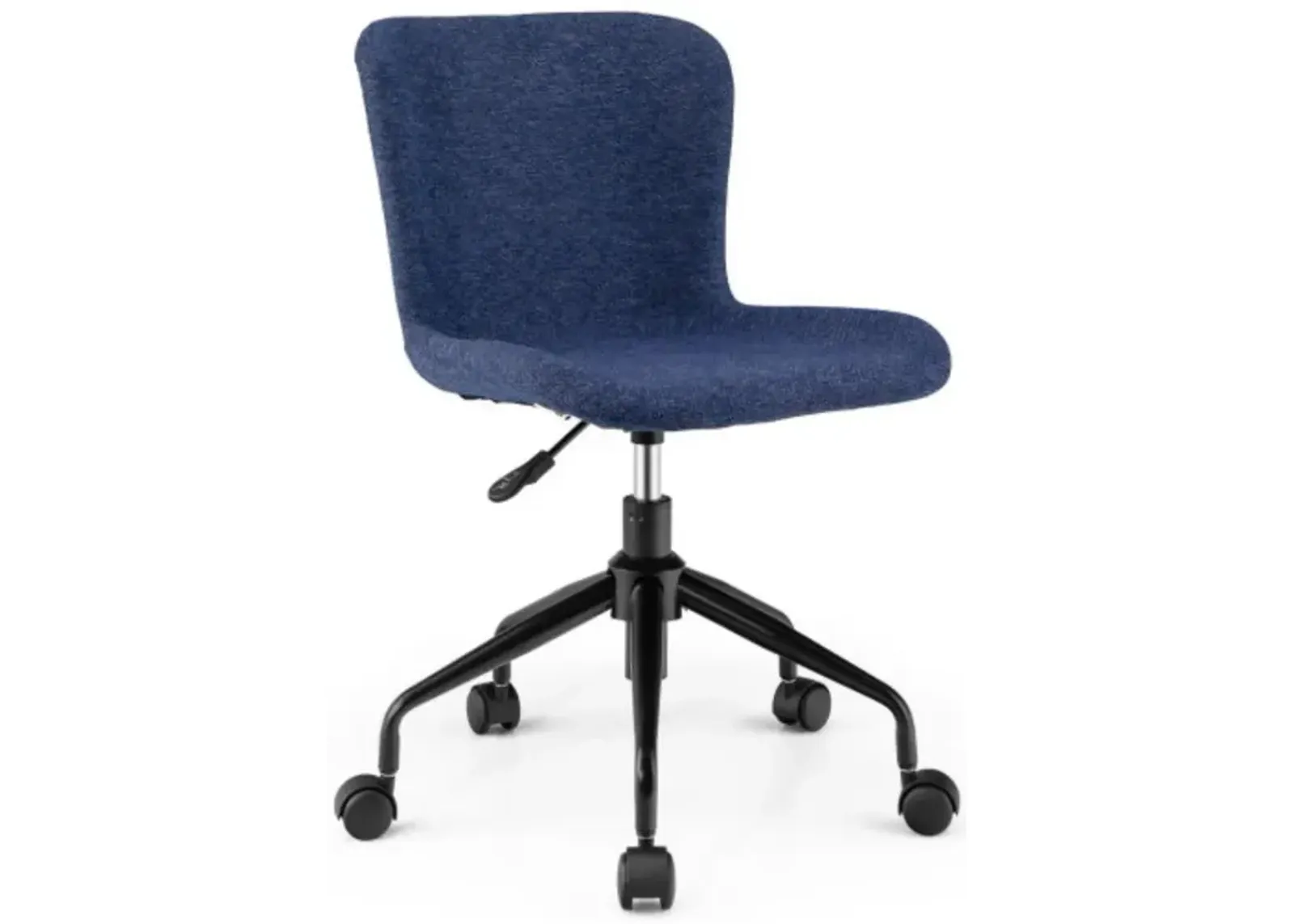 Mid Back Armless Office Chair Adjustable Swivel Linen Task Chair-Blue