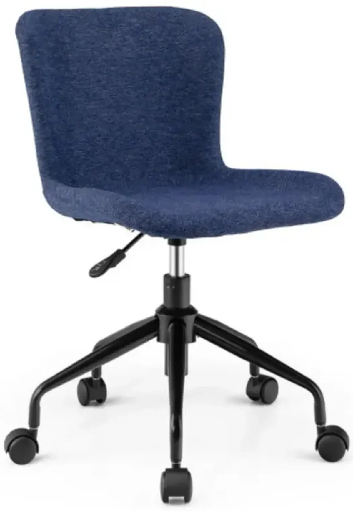 Mid Back Armless Office Chair Adjustable Swivel Linen Task Chair-Blue