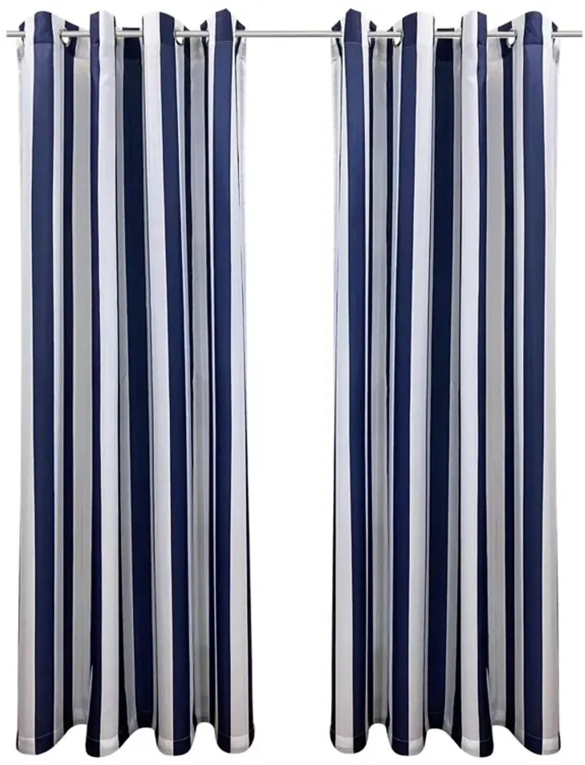 Commonwealth Seascapes Stripes Light Filtering Satiny Look Provide Privacy Grommet Outdoor Panel Pair Each 50" x 84" Indigo