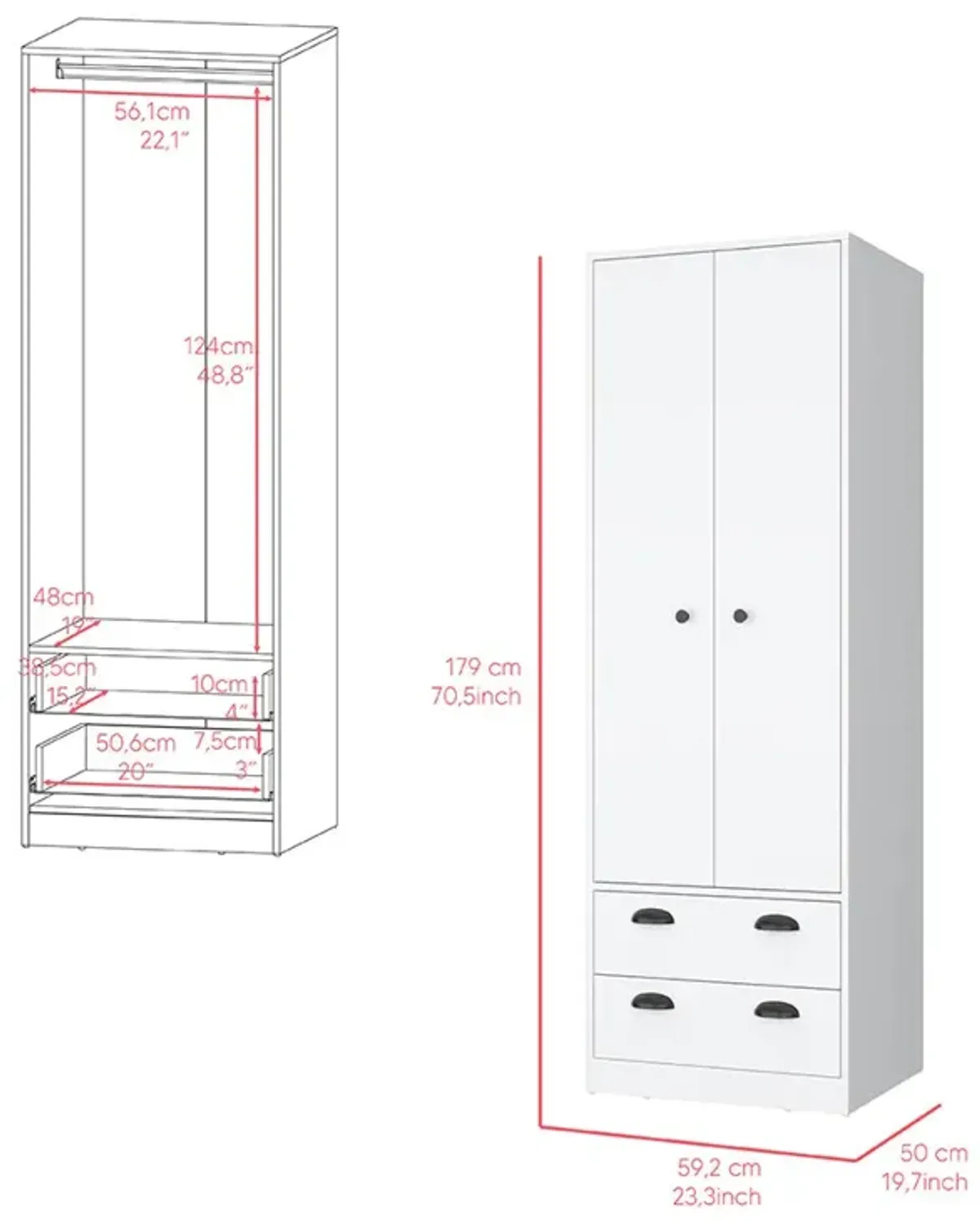 Armoire Hobbs, Bedroom, White