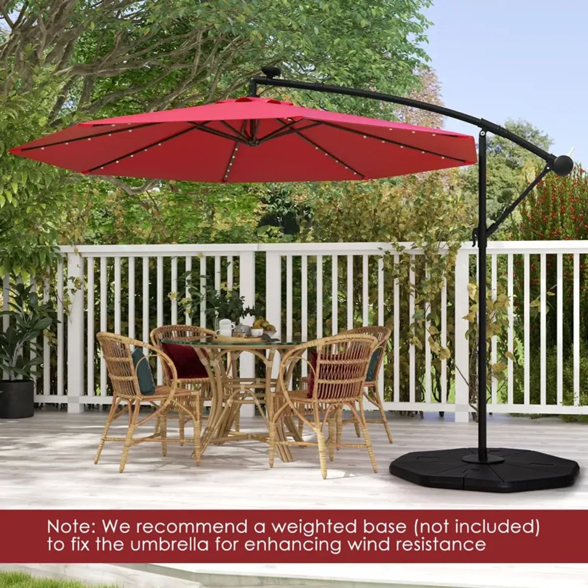 Solar Offset Hanging Umbrella with 40 Lamp Beads and Solar Panel