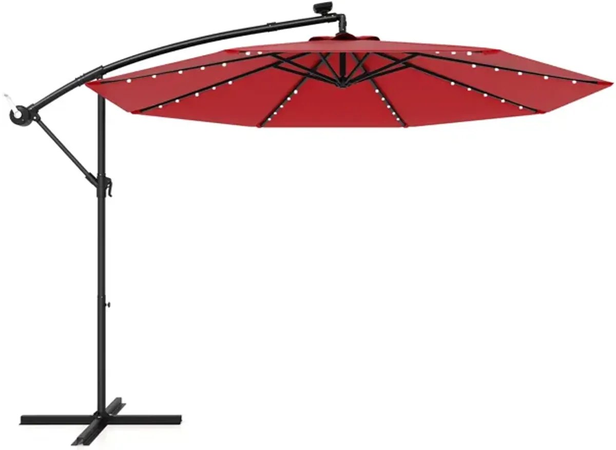 Solar Offset Hanging Umbrella with 40 Lamp Beads and Solar Panel