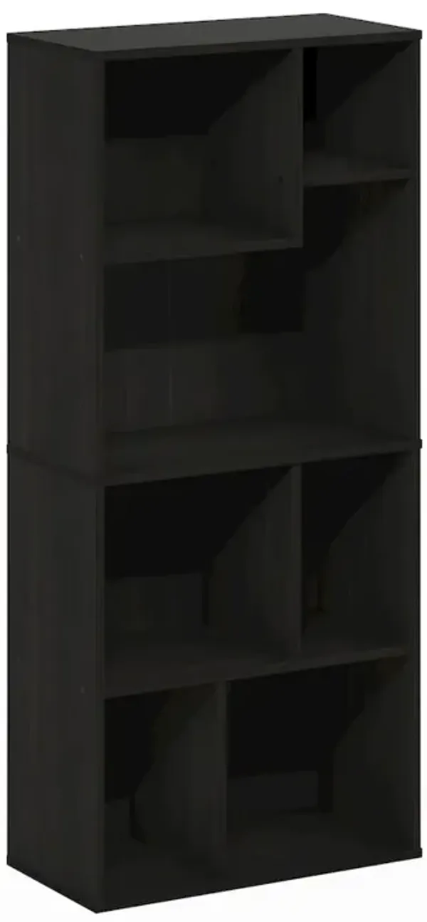 Daly 7-Cube Irregular Cubes Bookcase, Bookshelf, Storage Organizer, Espresso