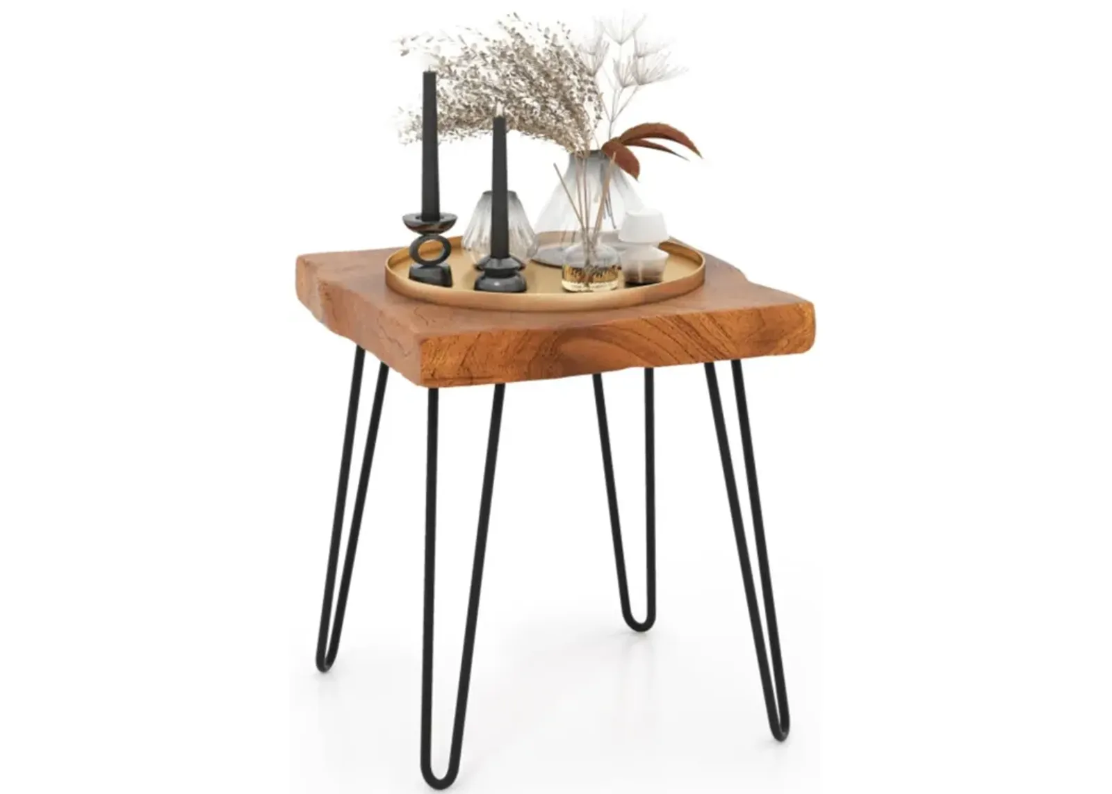 Hivvago Square Reclaimed Recycled Teak Wood End Table