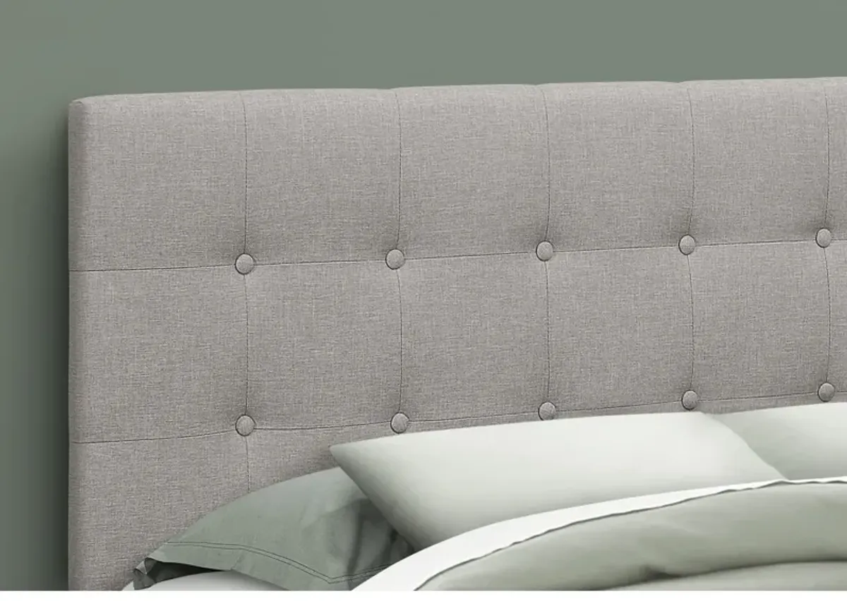 Monarch Specialties I 6003Q Bed, Headboard Only, Queen Size, Bedroom, Upholstered, Linen Look, Grey, Transitional