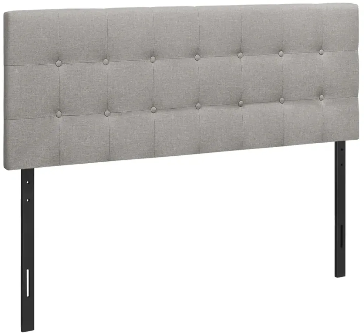 Monarch Specialties I 6003Q Bed, Headboard Only, Queen Size, Bedroom, Upholstered, Linen Look, Grey, Transitional