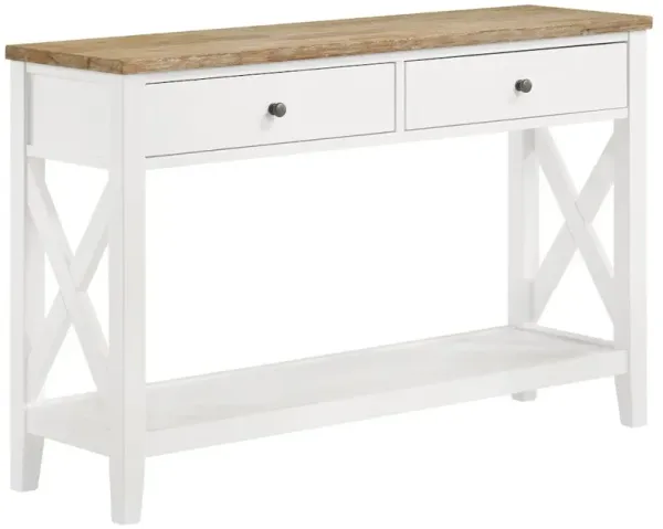 Hollis 2-drawer Wood Entryway Console Table Brown and White