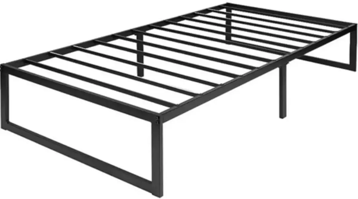 Hivvago Twin Size 14 Inch Black Metal Steel Slat Platform Bed