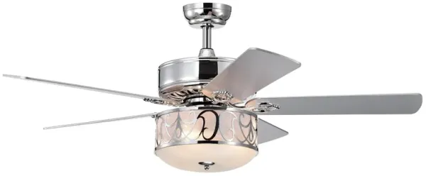 52 Inch Ceiling Fan with Light Reversible Blade and Adjustable Speed-Silver