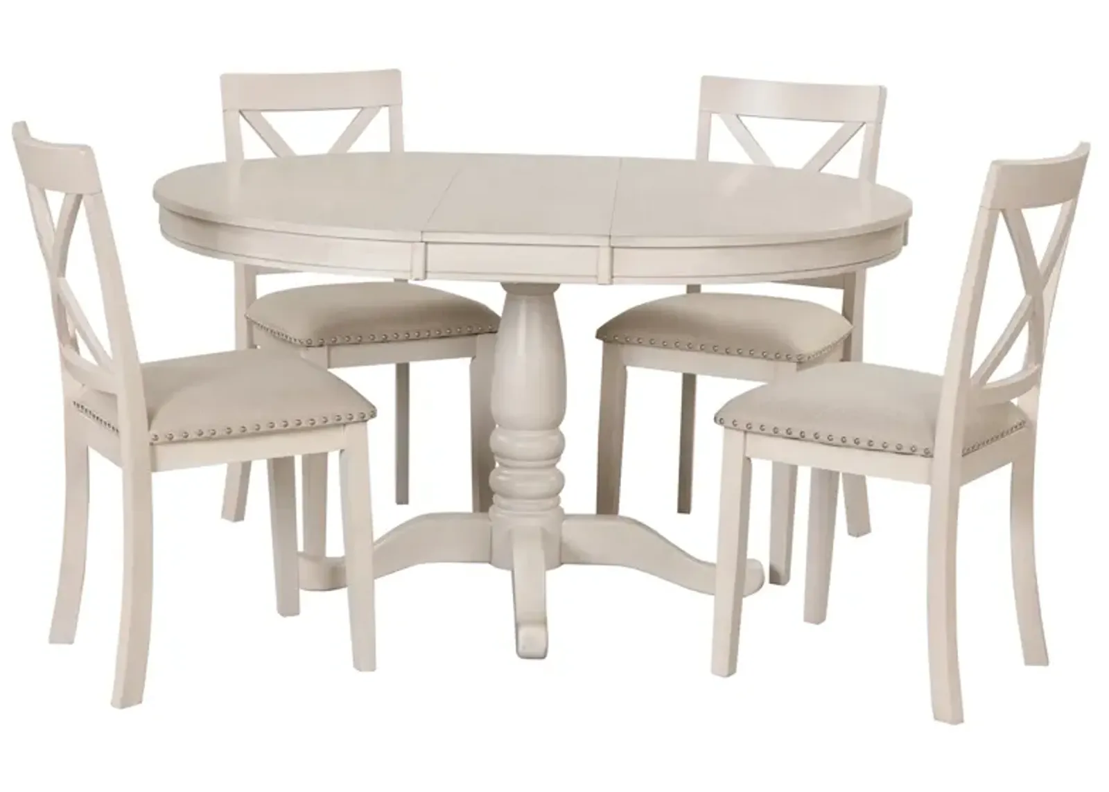 Modern Dining Table Set for 4, Round Table and 4 Kitchen Room Chairs, 5 Piece Kitchen Table Set for Dining Room, Dinette, Breakfast Nook, White