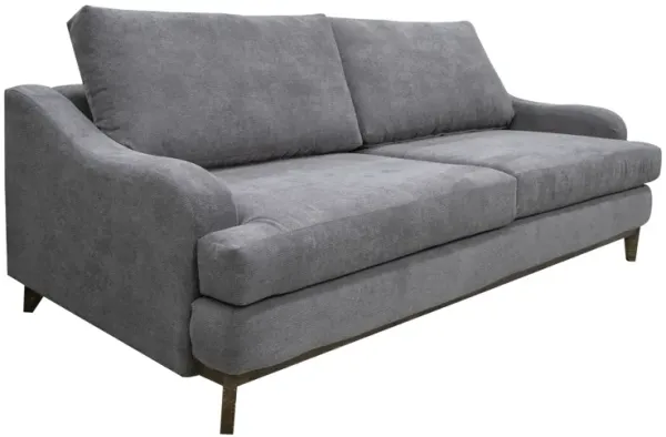 Alfi Sofa, 2 Pillows, Classic Details, Solid Wood, Dark Gray Polyester - Benzara