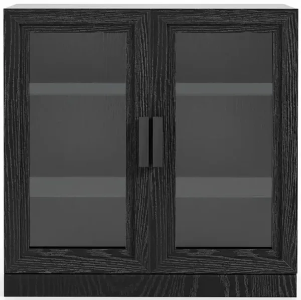 Black Wood Accent Cabinet, Storage Organizer with Adjustable Shelves for Kitchen Living Room
