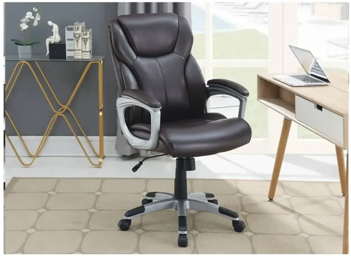 Brown Cushioned Office Chair with Adjustable Height