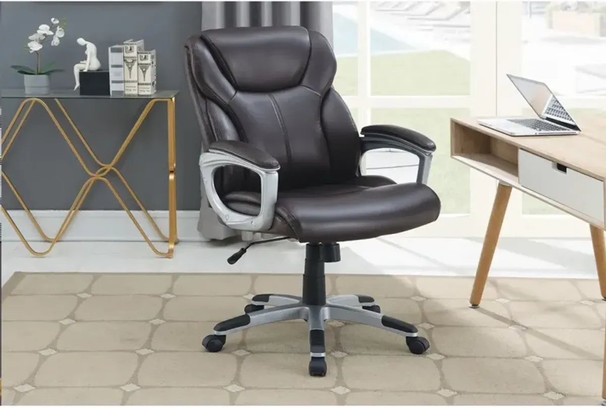 Brown Cushioned Office Chair with Adjustable Height