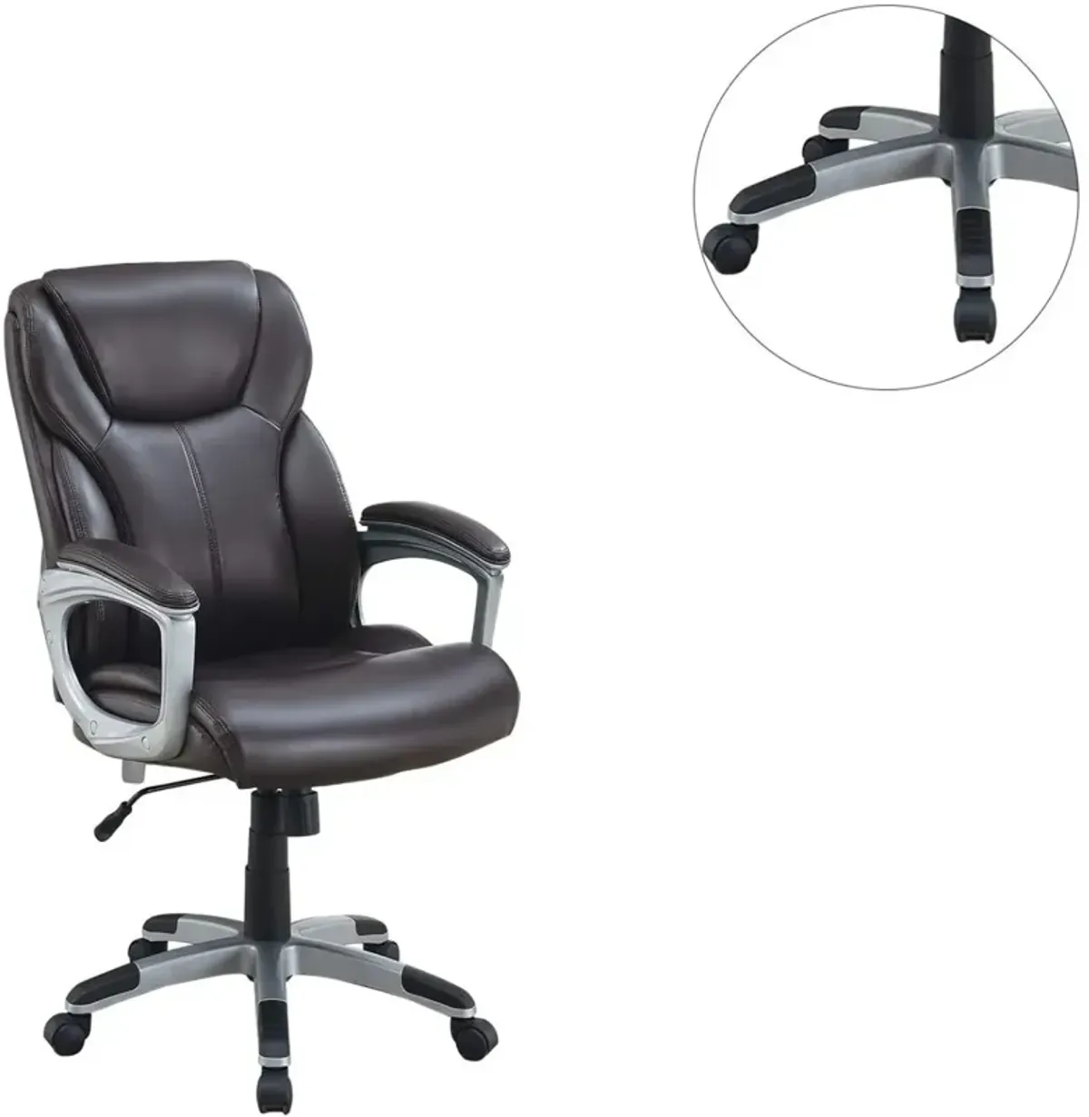 Brown Cushioned Office Chair with Adjustable Height