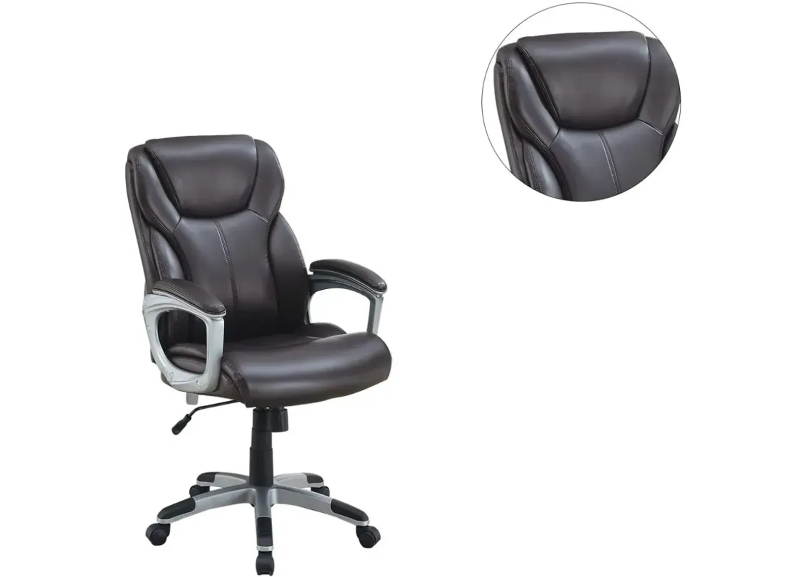 Brown Cushioned Office Chair with Adjustable Height