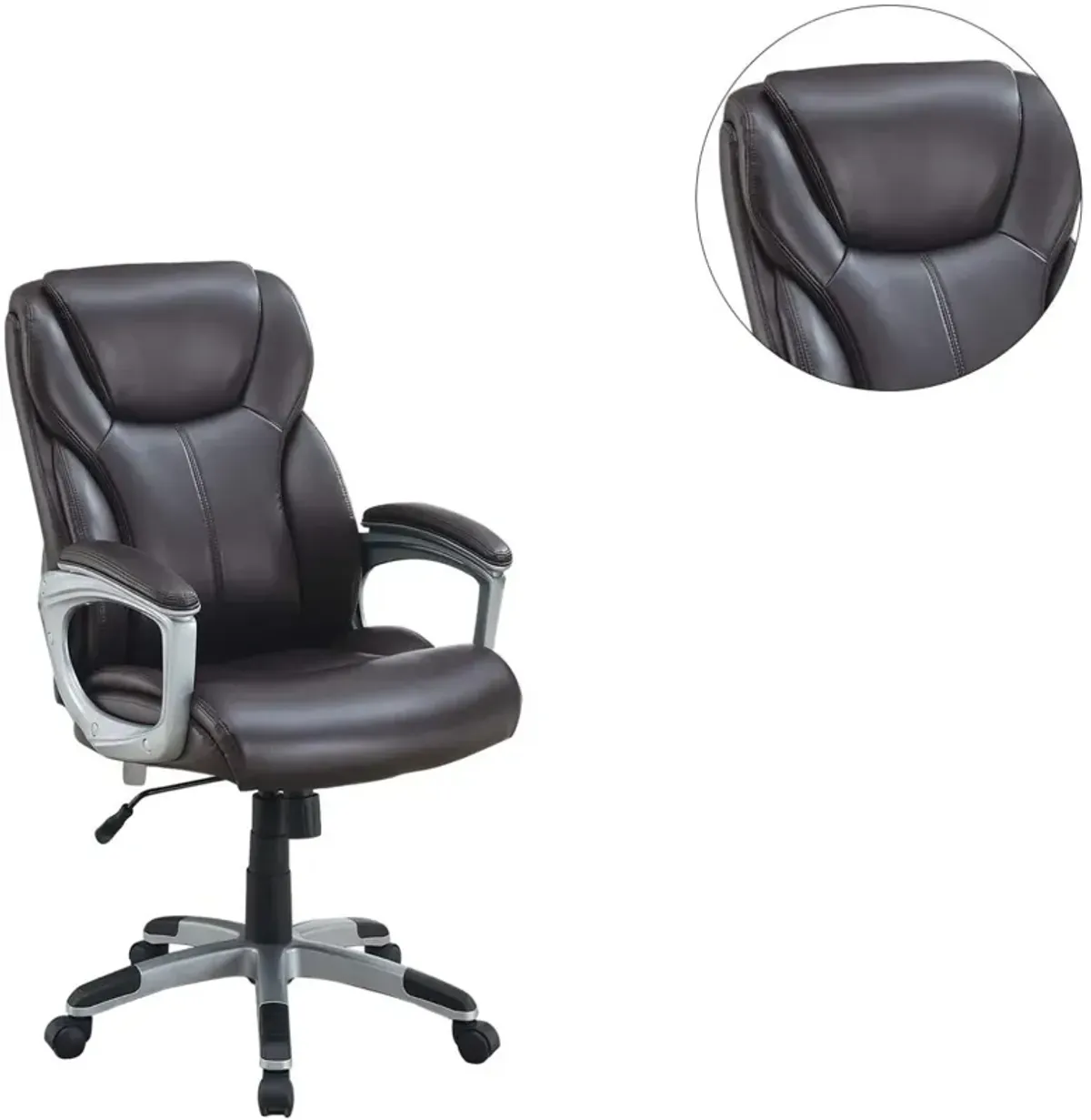 Brown Cushioned Office Chair with Adjustable Height