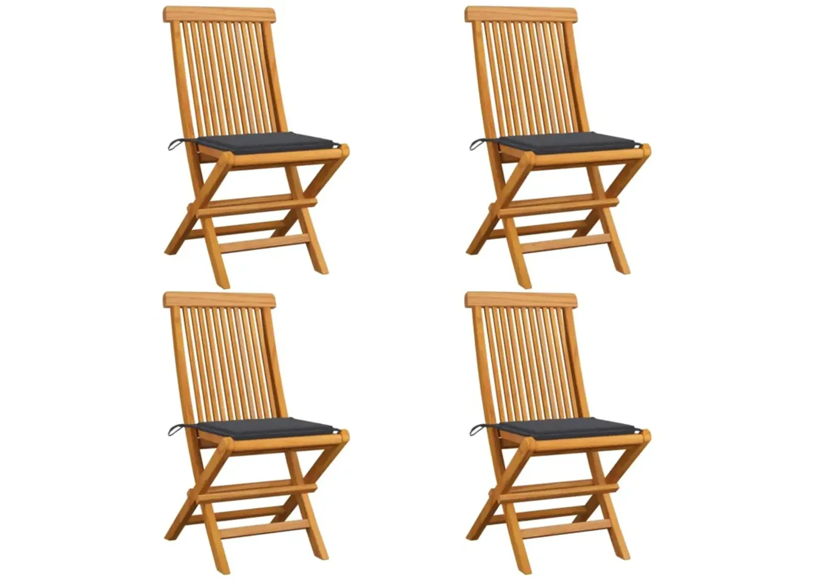 vidaXL Garden Chairs with Anthracite Cushions 4 pcs Solid Teak Wood