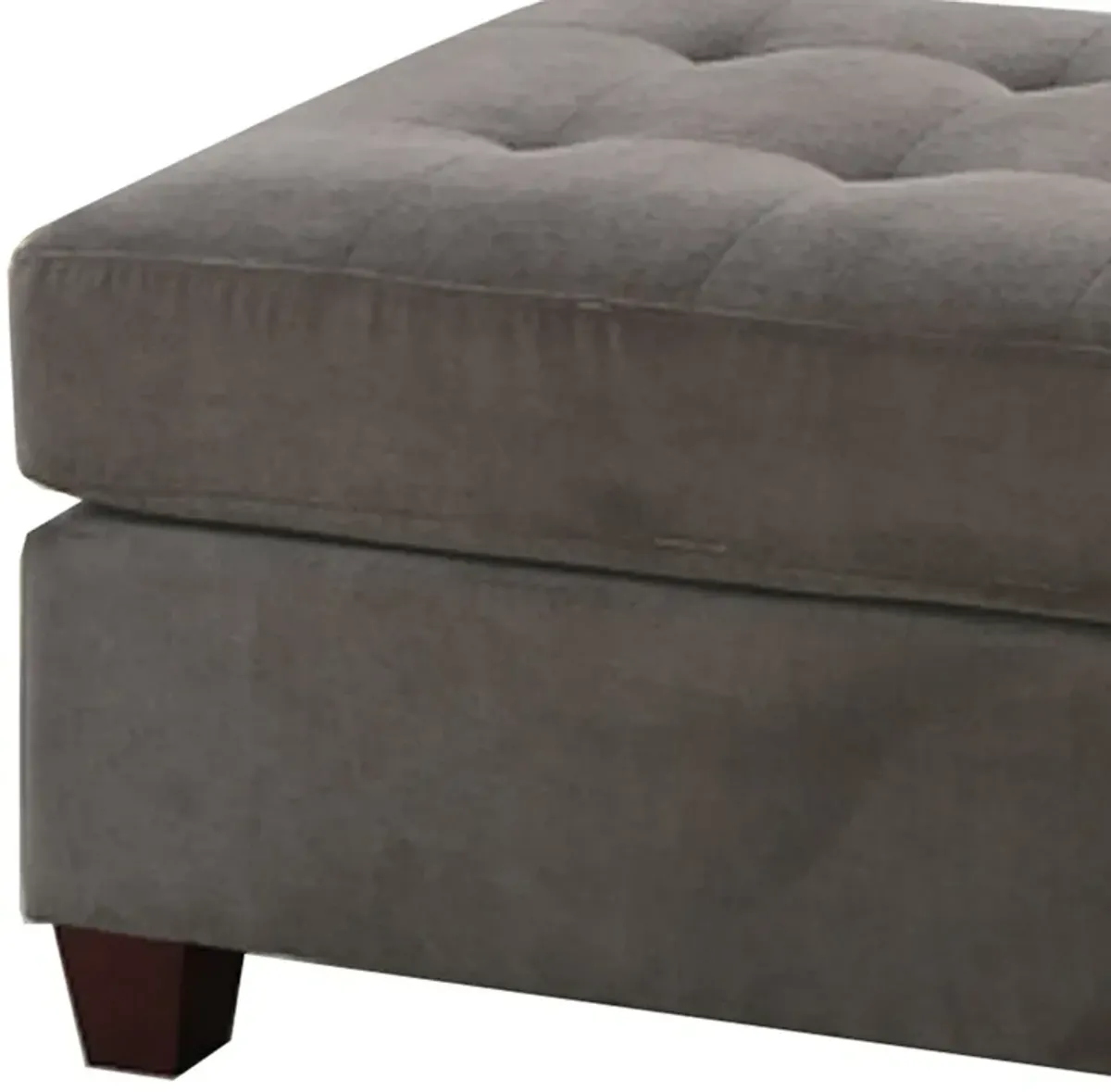 Cocktail Ottoman In Charcoal Gray Waffle Suede Fabric-Benzara