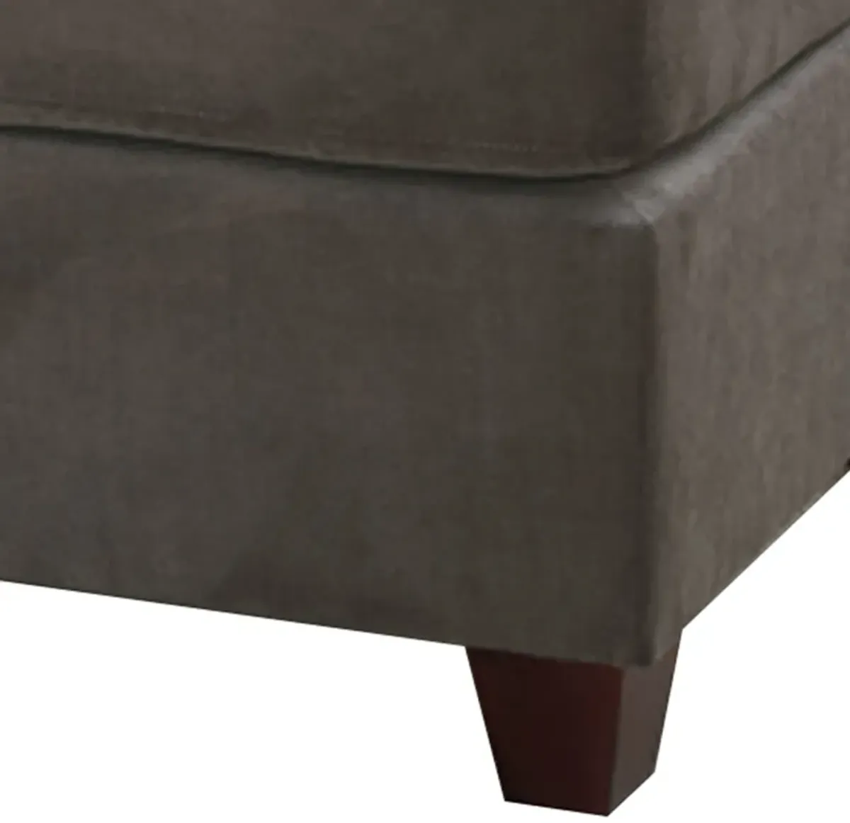 Cocktail Ottoman In Charcoal Gray Waffle Suede Fabric-Benzara