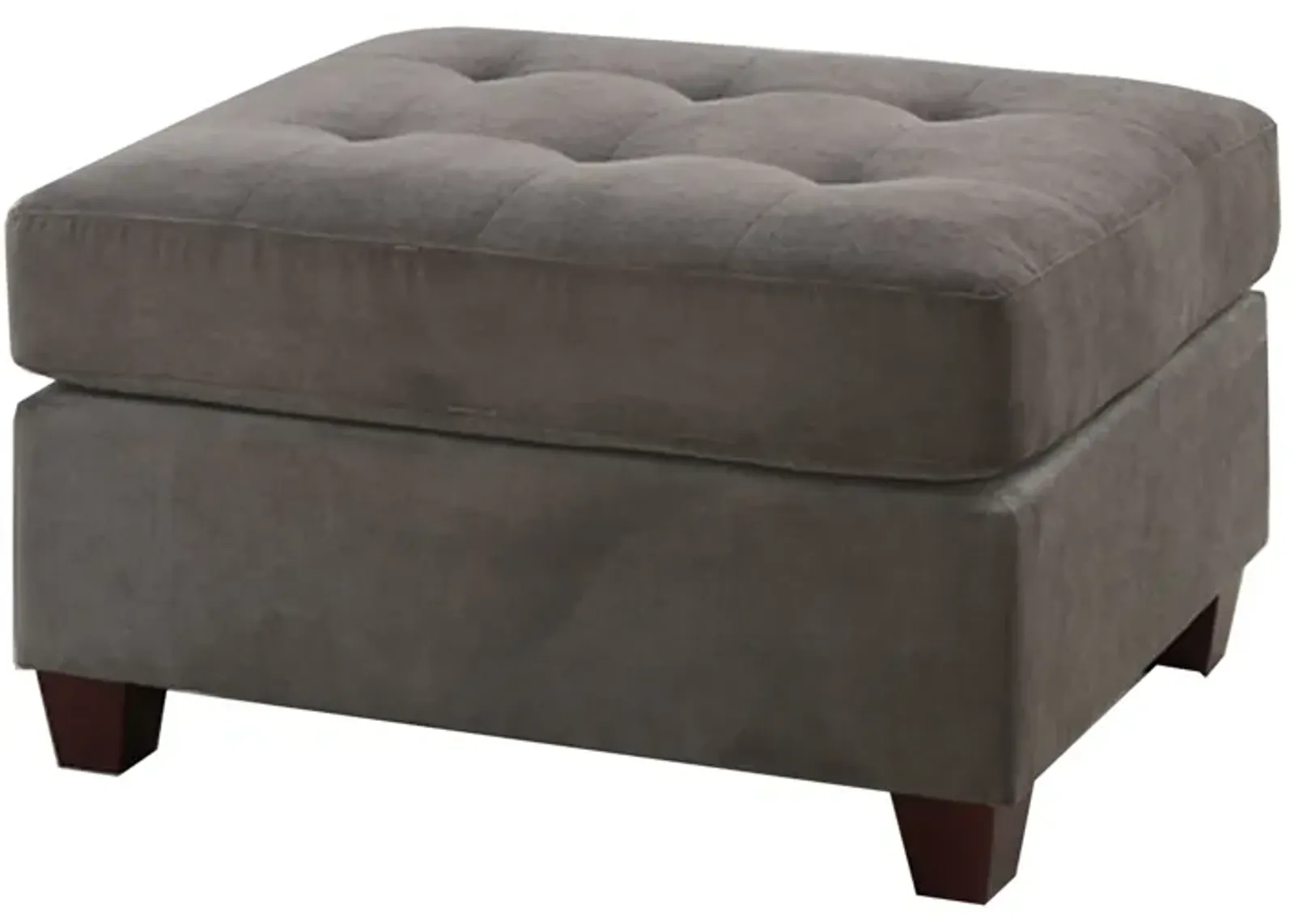 Cocktail Ottoman In Charcoal Gray Waffle Suede Fabric-Benzara