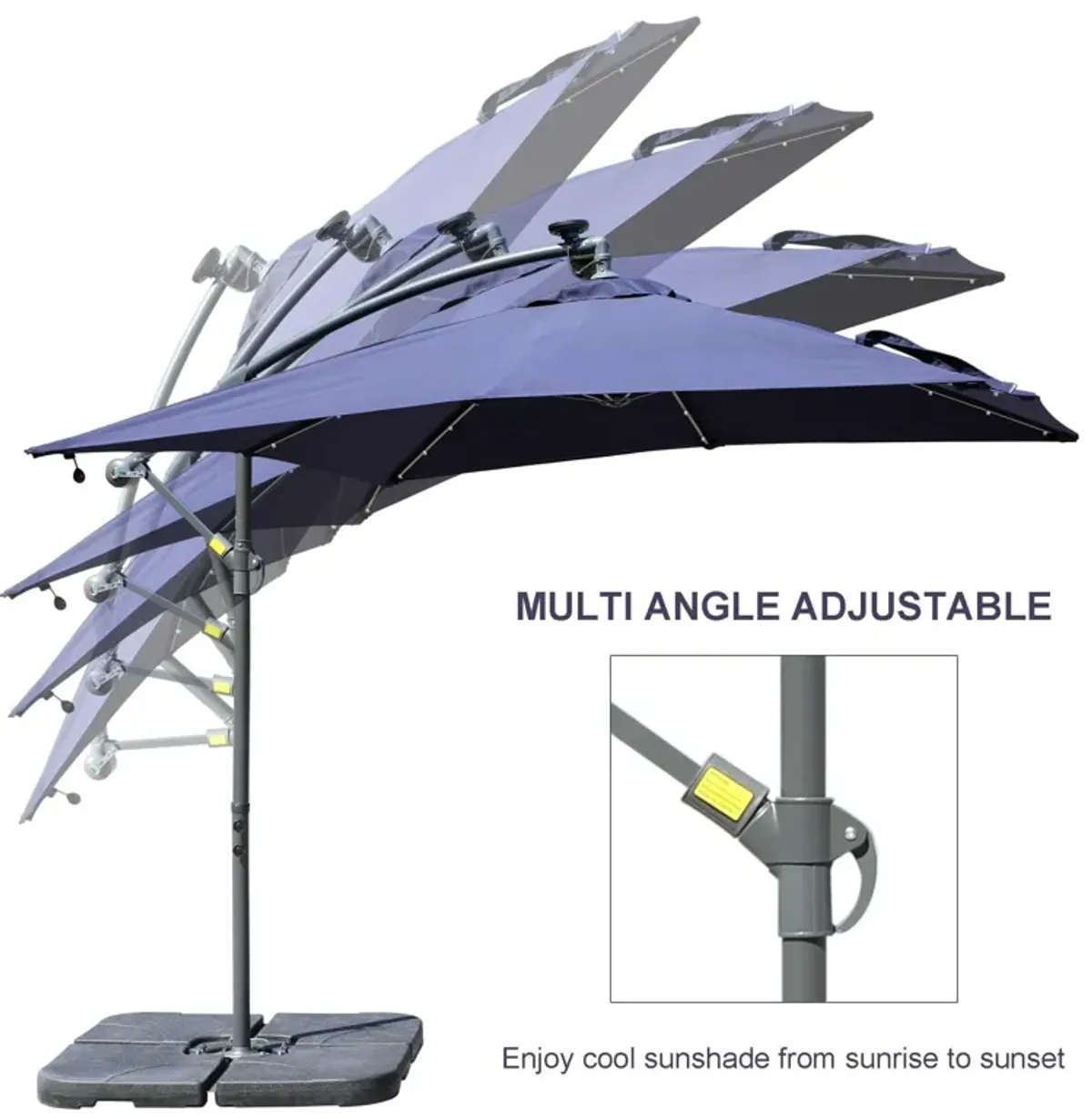 8.5-ft Powered Push-button Tilt Cantilever Patio Umbrella.