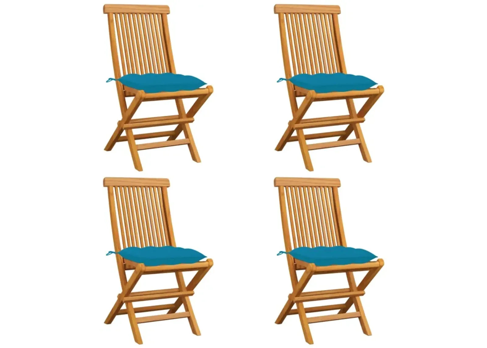 vidaXL Garden Chairs with Light Blue Cushions 4 pcs Solid Teak Wood