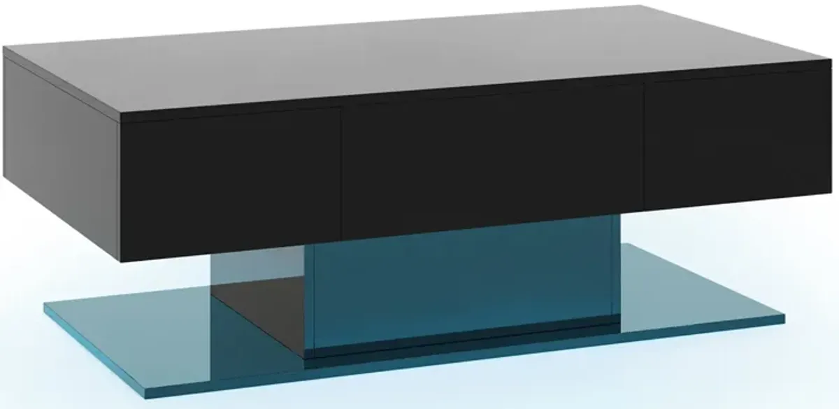 Modern LED Coffee Table with 20 Color LED Lights and 2 Storage Drawers