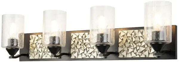 Lucas McKearn Bocage 4 Light Bath Bar In Matte Black And Silver