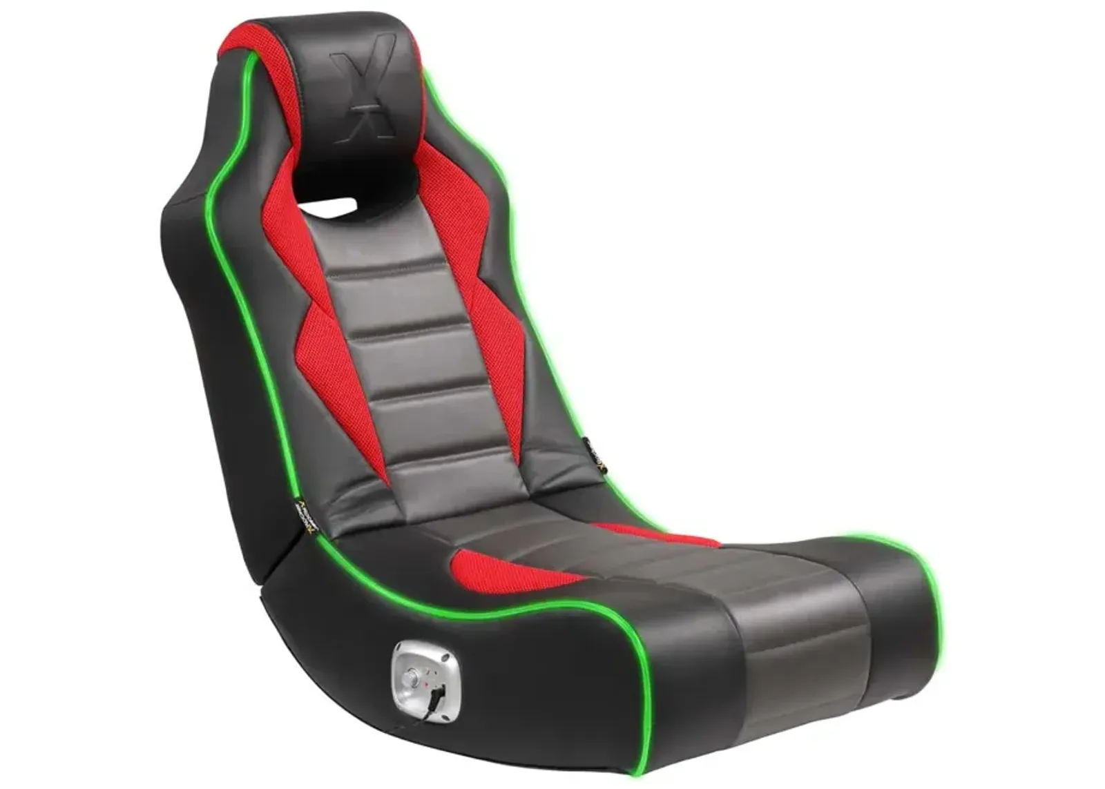 X Rocker Flash LED Wired Audio Floor Rocker Gaming Chair, Neo Fiber, Red/Black/Gray