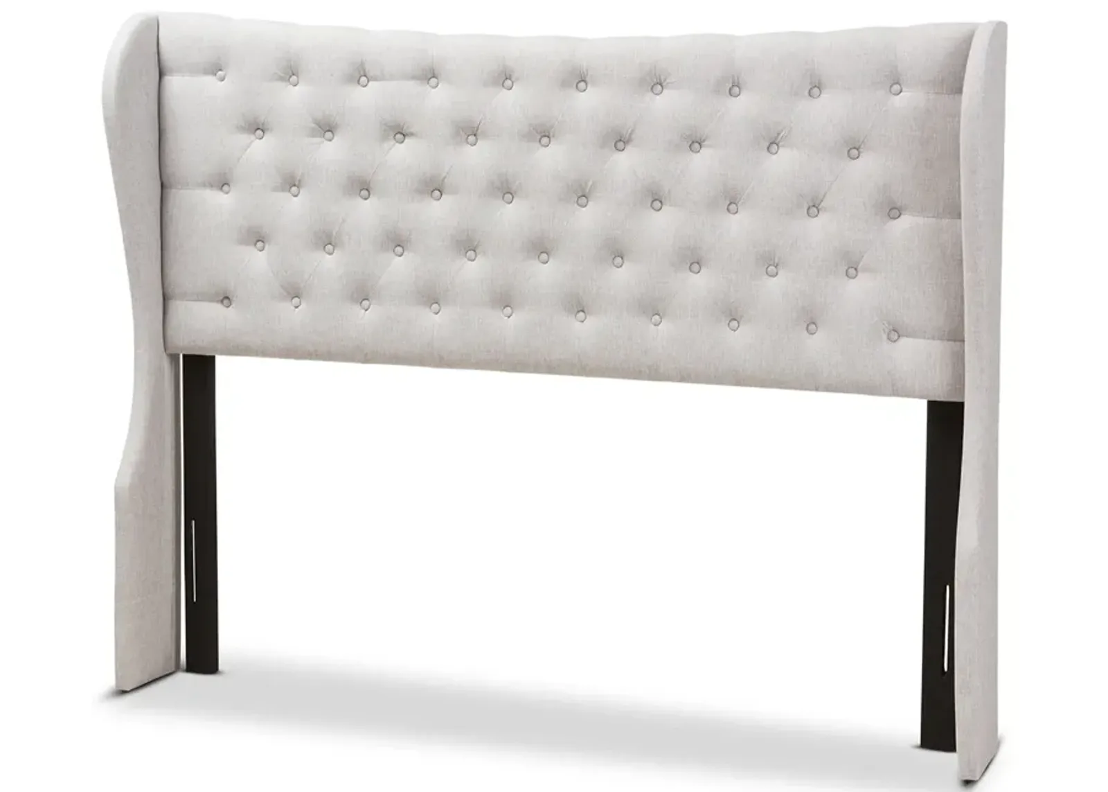 Baxton Studio Cadence Modern Greyish Beige Fabric Button Tufted King Size Winged Headboard