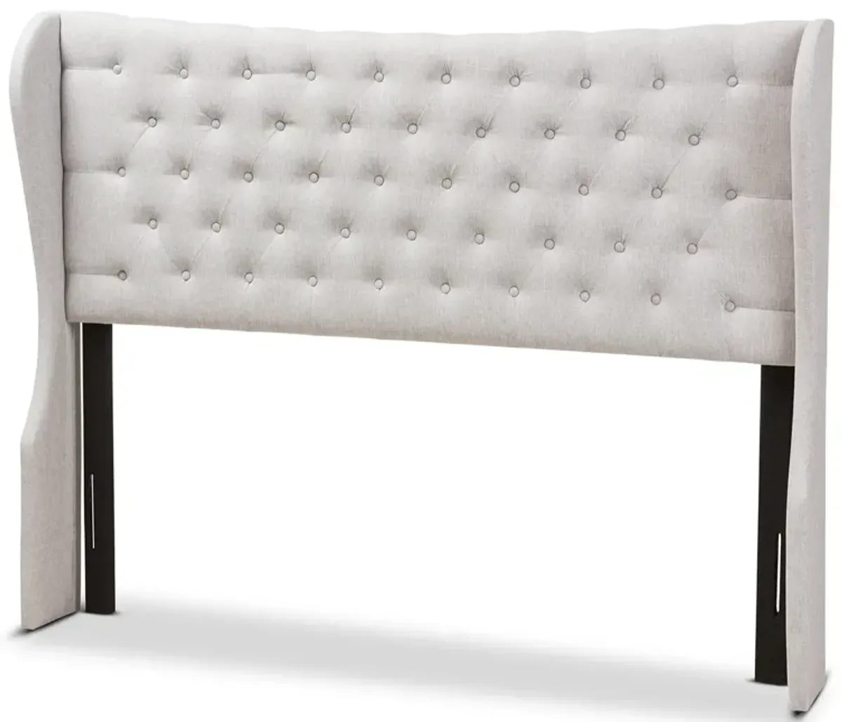 Baxton Studio Cadence Modern Greyish Beige Fabric Button Tufted King Size Winged Headboard