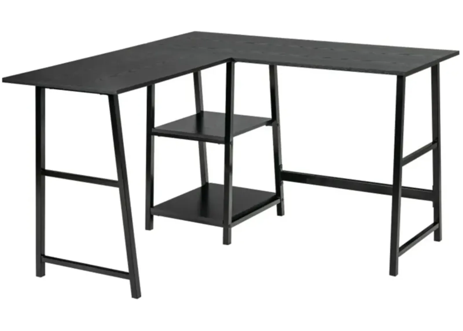 Hivvago L Shaped Corner Computer Desk with Storage Shelves