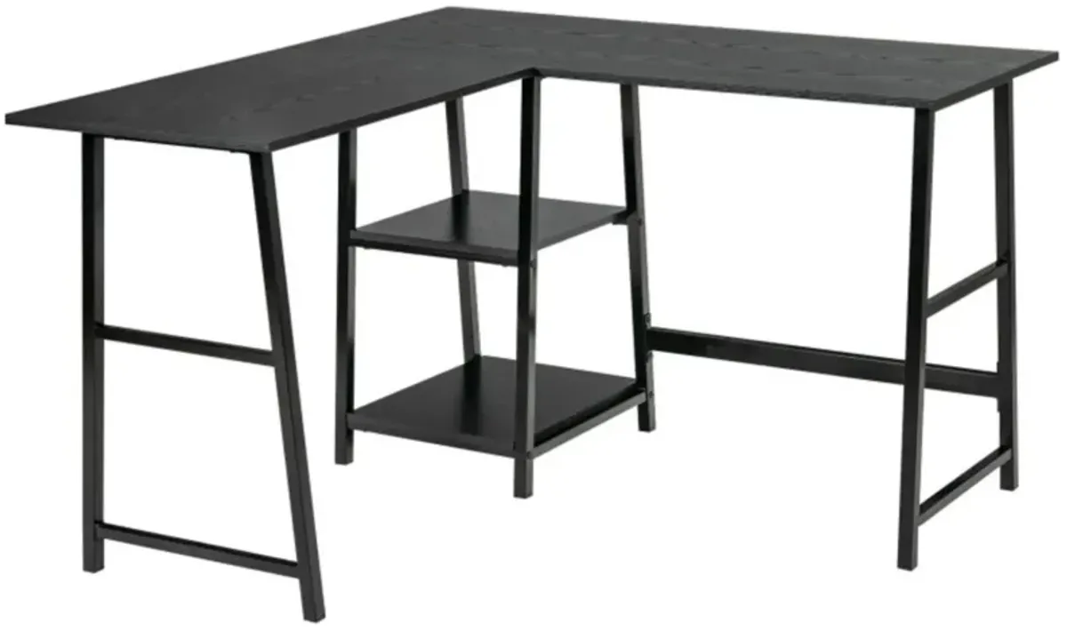 Hivvago L Shaped Corner Computer Desk with Storage Shelves