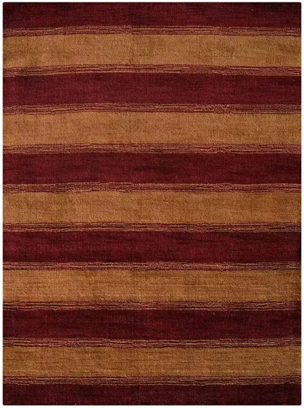 RUGSOTIC CARPETS HAND KNOTTED LOOM WOOL ECO-FRIENDLY AREA RUGS  - 8'x10', Rectangle, Red Gold Color, Contemporary Modern Design, High Pile Thick Handmade Anti Skid Rugs for Living Room (L00218)