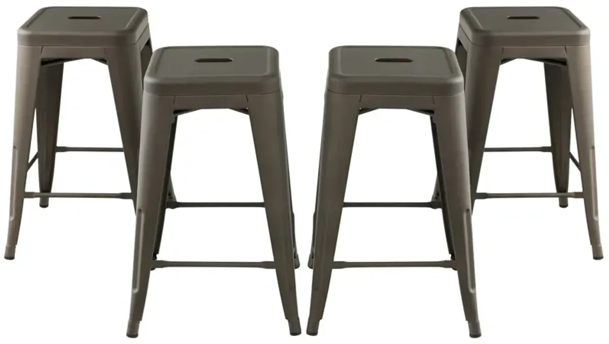 24 Inch Set of 4 Tolix Style Counter Height Barstool Stackable Chair