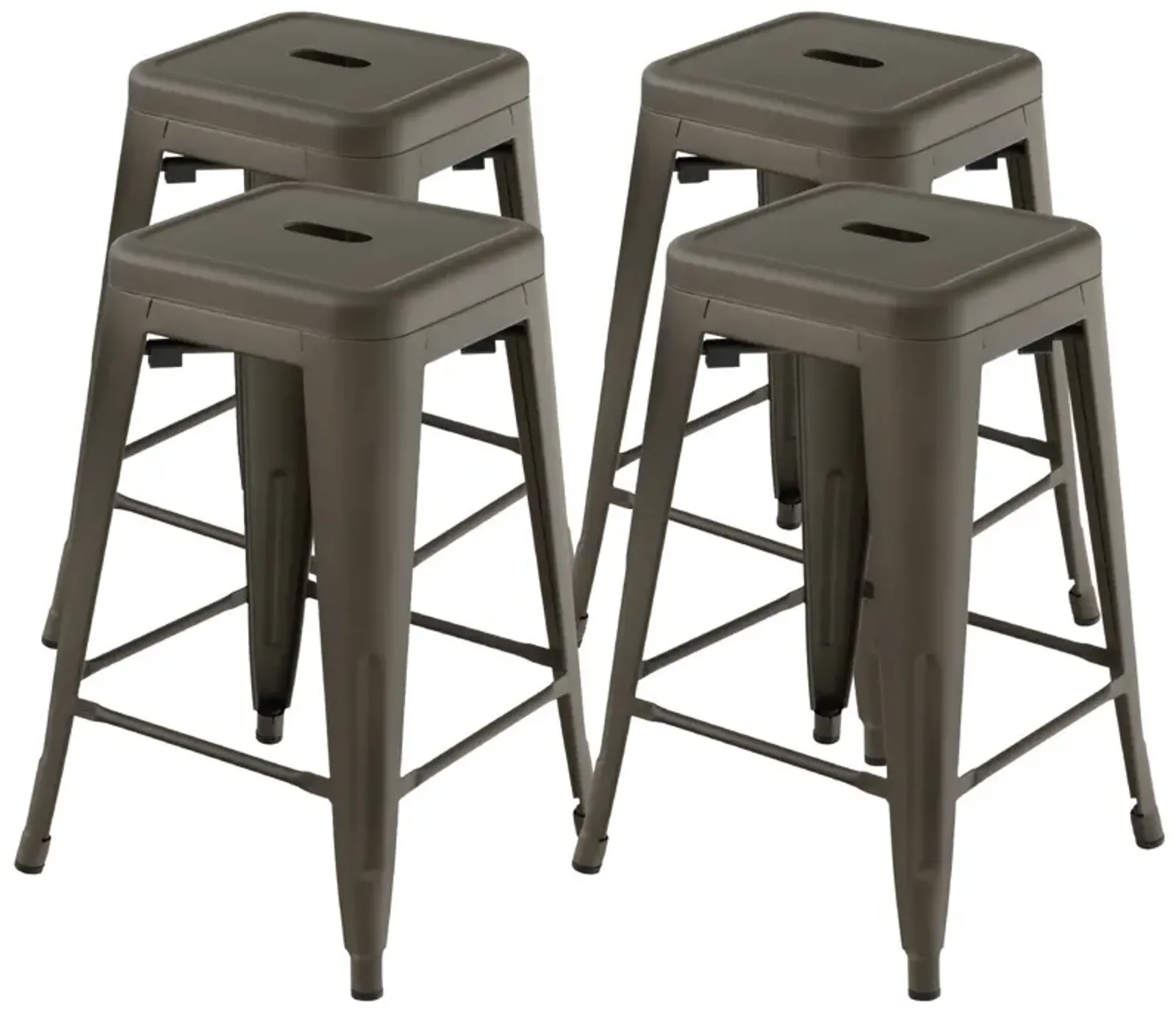 24 Inch Set of 4 Tolix Style Counter Height Barstool Stackable Chair