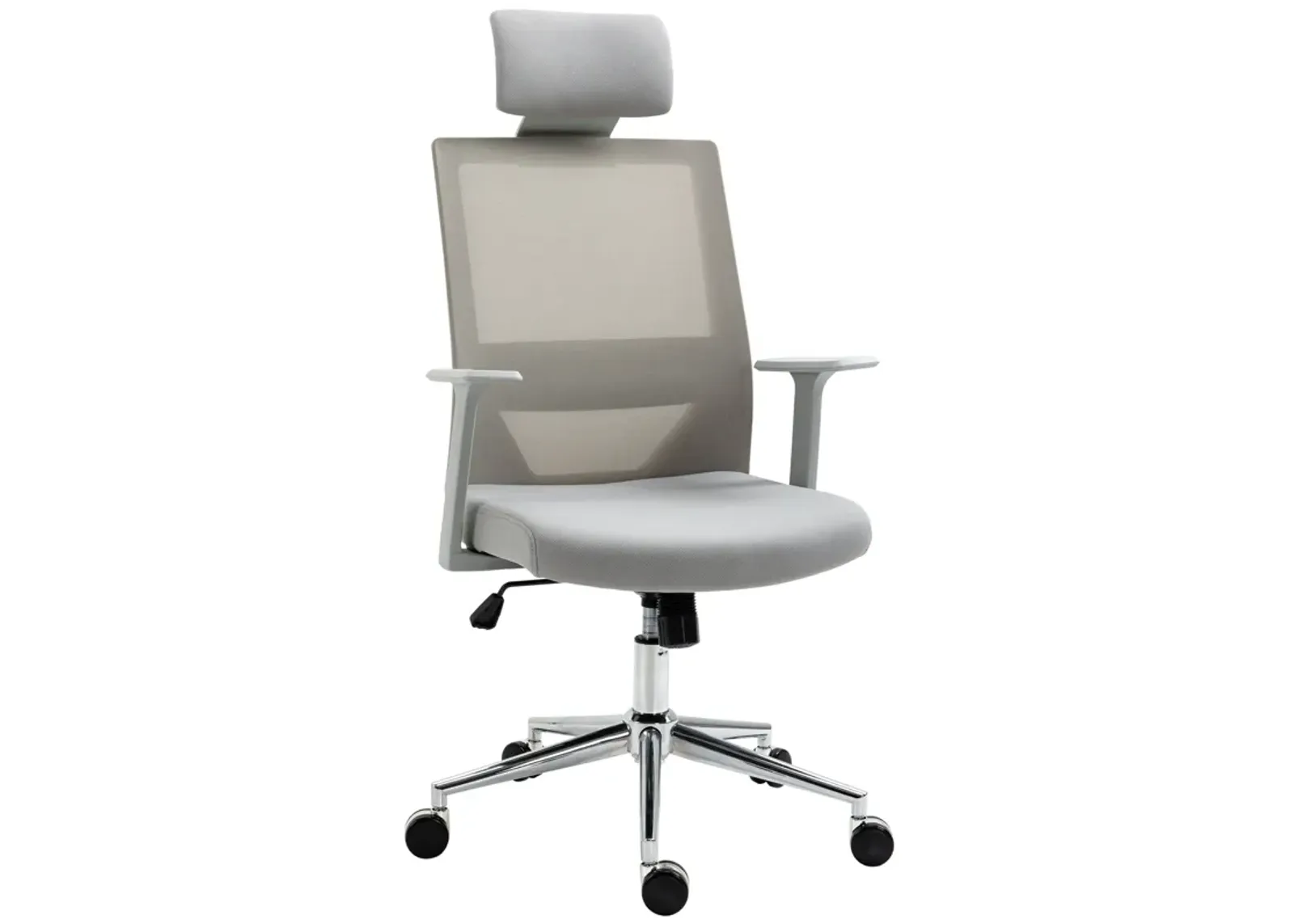 Grey Ergonomic Task Chair: High Back Swivel Office Chair with Lumbar Support