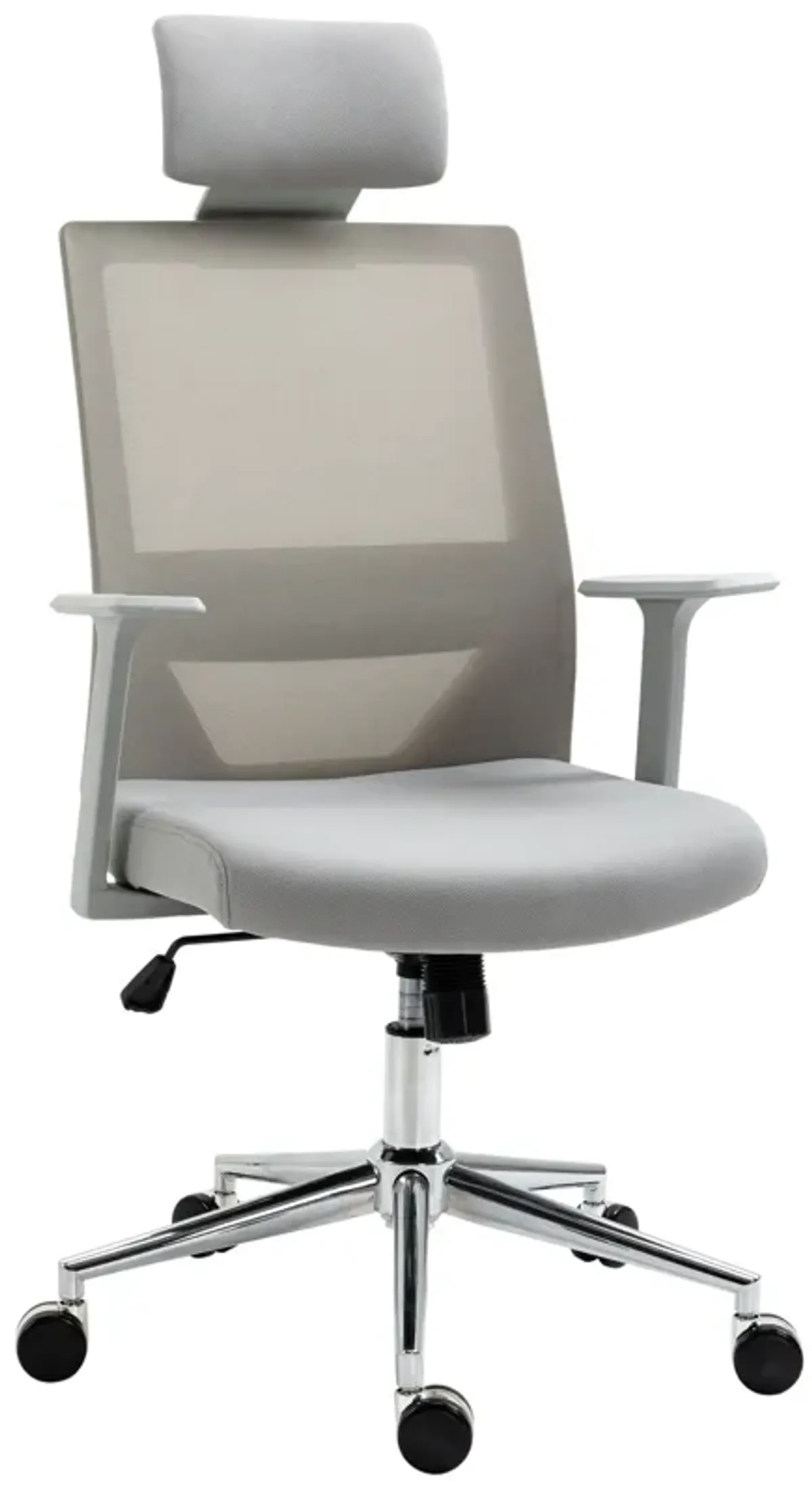 Grey Ergonomic Task Chair: High Back Swivel Office Chair with Lumbar Support