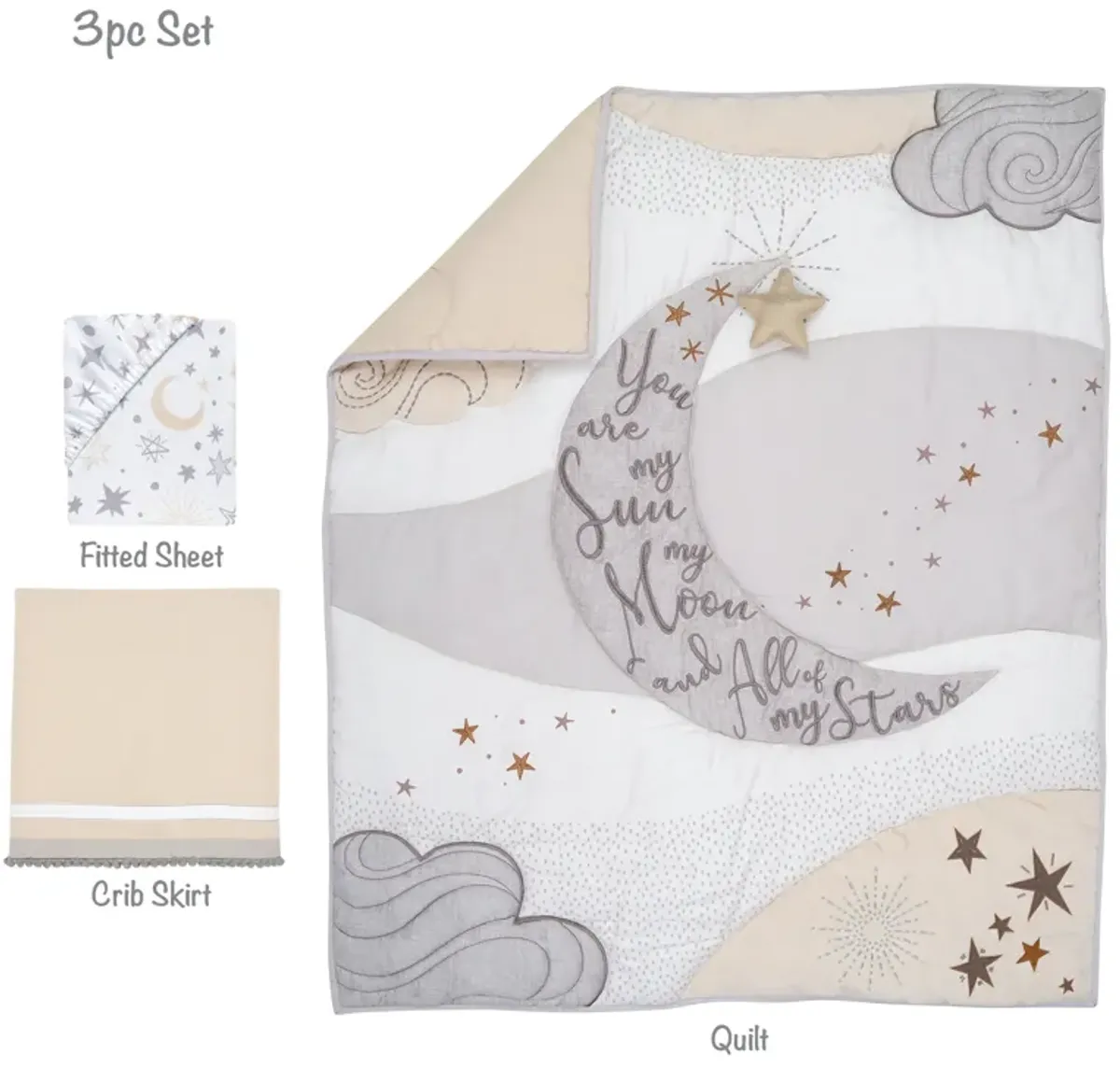 Lambs & Ivy Goodnight Moon 3-Piece Celestial Nursery Baby Crib Bedding Set