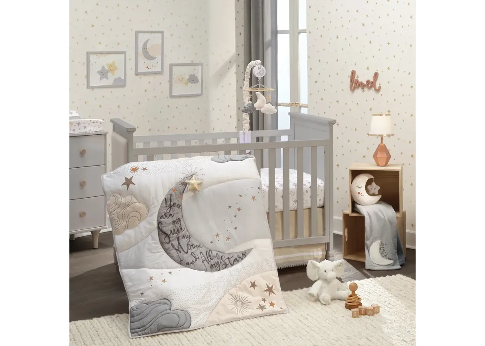 Lambs & Ivy Goodnight Moon 3-Piece Celestial Nursery Baby Crib Bedding Set