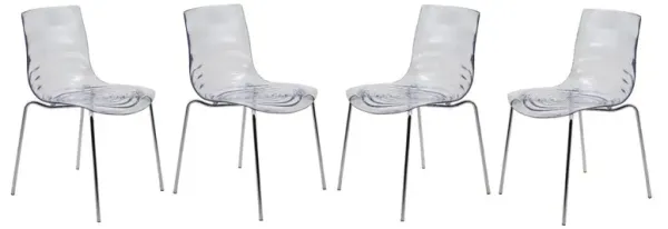 LeisureMod Astor Water Ripple Design Dining Chair Set of 4