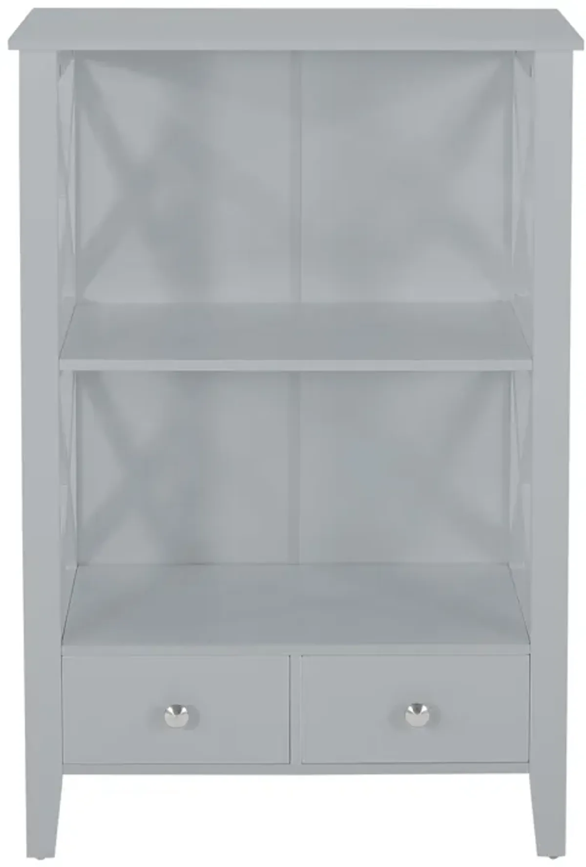 Veny Bathroom Linen Storage Rack, 24 x 36, 2 Shelves, 2 Drawers, Gray - Benzara